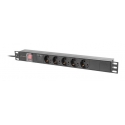 Lanberg PDU-05F-0200-BK energosadales vienība, PDU 5 Maiņstrāvas izvade (-s) 1U Melns