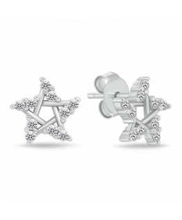Brilio Silver Glittering silver earrings Stars EA1207W