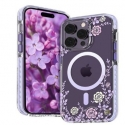 Apple iPhone 14 Pro MagSafe decorated with peony flowers print Flora Series magnetic Purple Apple iPhone 14 Pro MagSafe decorated with peony flowers print Flora Series magnetic Purple
