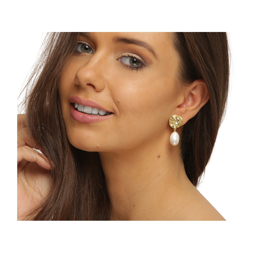 Jwl Luxury Pearls Gražūs paauksuoti auskarai su tikrais baroko perlais JL0724 – 2