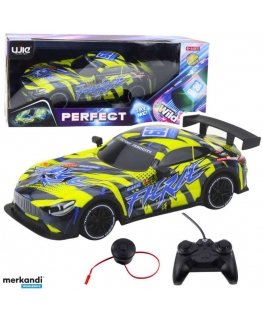Lean Toys Tālvadības pults sacīkšu automašīna ar apgaismojumu, dzeltena
