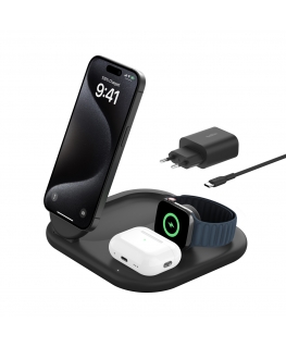 Belkin BoostCharge Ausinės, Išmanusis telefonas, Išmanusis laikrodis Juoda USB Belaidis įkrovimas Spartusis įkrovimas Vidaus