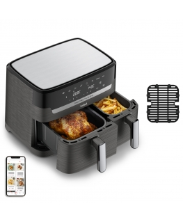 Tefal Dual Easy Fry & Grill EY905B Dvigubas 8,3 L Autonominės 2700 W Karšto oro gruzdintuvė Pilka