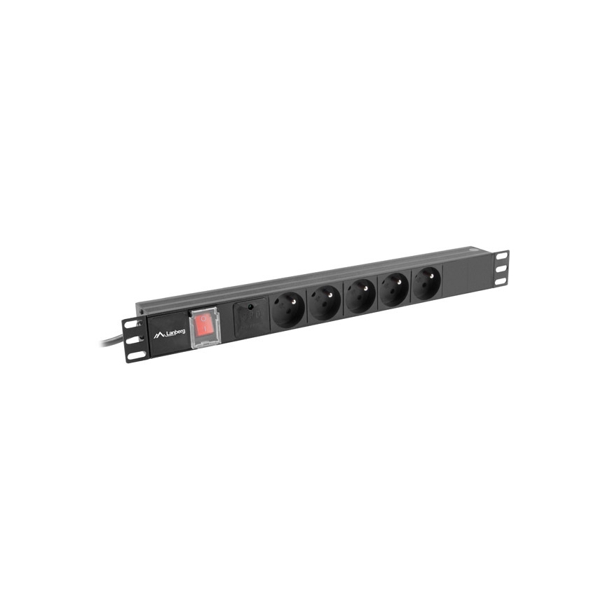 Lanberg PDU-05E-0200-BK tehonjakeluyksikkö 5 AC-pistorasia(a) 1U musta