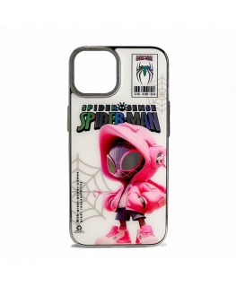 Apple iPhone 12 PC Silikoni Kuori Spider Sense Valkoinen Vaaleanpunainen