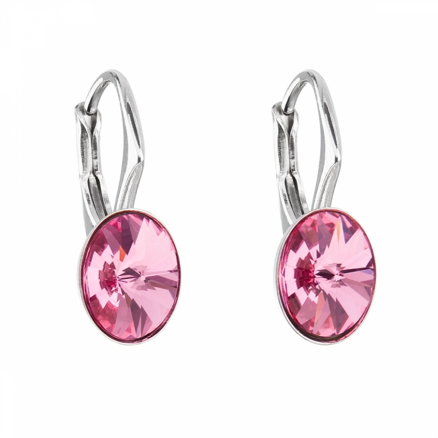 Evolution Group rozā ovālas auskari ar Swarovski kristāliem 31276.3 rozā