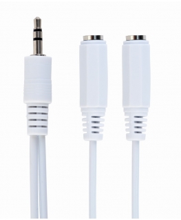 Gembird 10cm, 3.5mm/2x3.5mm, M/F audio cable 0.1 m White