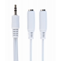 Gembird 10cm, 3.5mm/2x3.5mm, M/F audiokaabel 0,1 m Valge Gembird 10cm, 3.5mm/2x3.5mm, M/F audiokaabel 0,1 m Valge