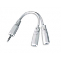 Gembird 10cm, 3.5mm/2x3.5mm, M/F audio kabelis 0,1 m Balts