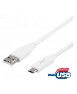 Deltaco USBC-1010 USB kabelis USB 2.0 1,5 m USB A Balta