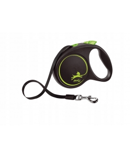 Flexi Black Design M 5 m Juoda, Žalia Šuo Susitraukiantis pavadėlis