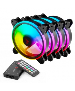 Savio FAN-01 4-pack 120mm ARGB fan including controller and remote control Корпус компьютера Вентиля