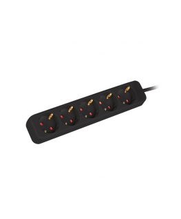 Lanberg PS0-05F-0150-BK удлинитель 1,5 m 5 розетка(и) Для помещений Черный
