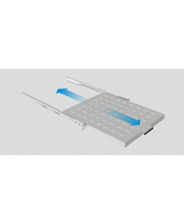 Izvelkama plaukta 19 collu RACK skapjiem, 500 mm, pelēka, LANBERG (1U/445x500 mm, maksimālā slodze līdz 35 kg, 4 punktu stiprinā