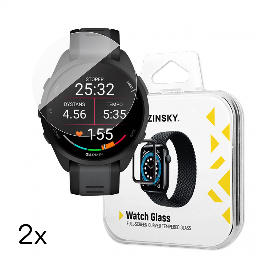 Wozinsky viso paviršiaus grūdinto stiklo apsauga Garmin Forerunner 165 (2 vnt.)