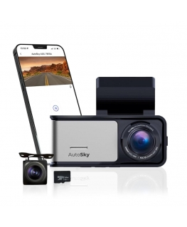 AutoSky 4K Dash Cam Pro priekinė 4K + galinė 1080P GPS ADC888