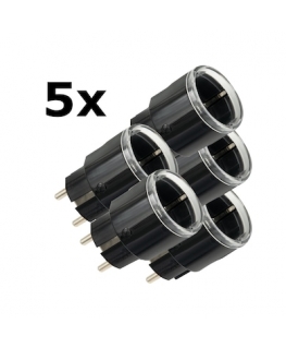 5x Shelly Plug S Gen3 Matter musta Bundle - pieni älykäs pistoke Bluetooth-yhteydellä ja tehonmittauksella