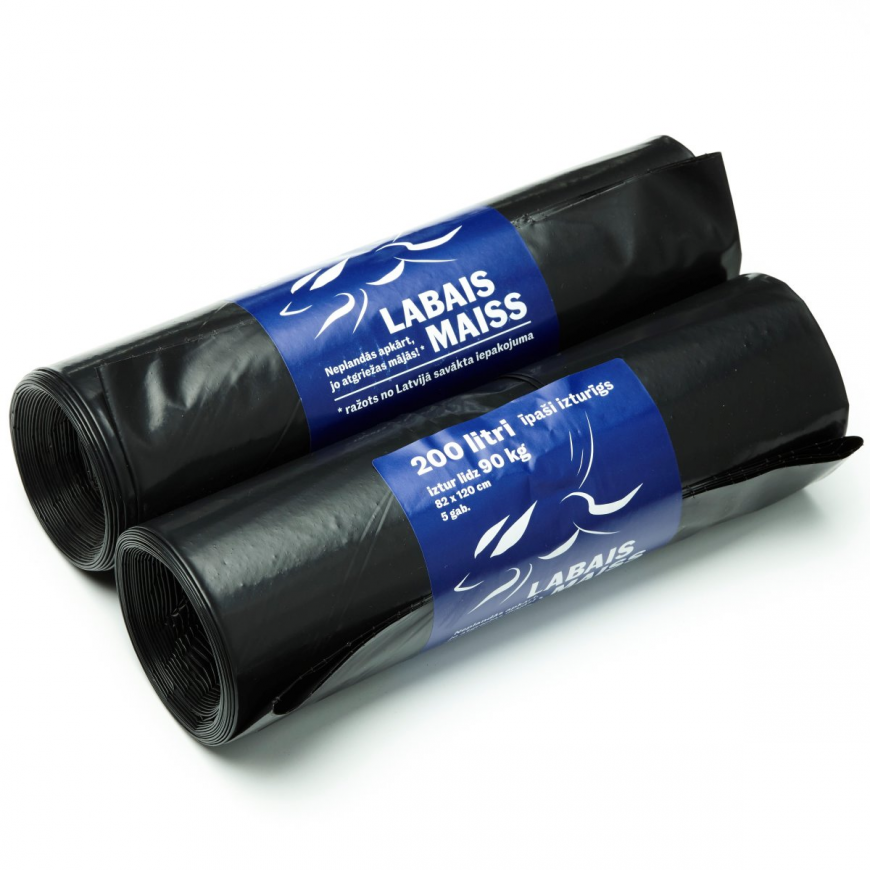 Extra Strong Waste Bags 200L, 60 Microns, 5-pack (20)
