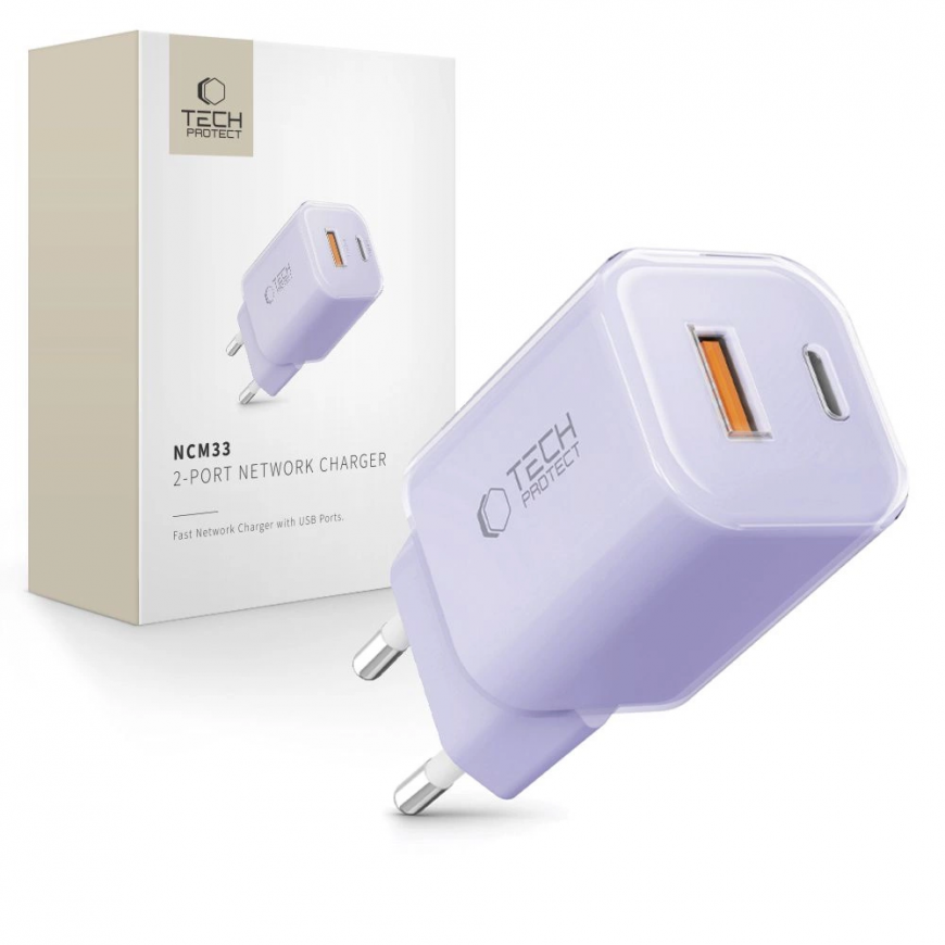 Tech-Protect NCM33 PD 33W QC3.0 USB-C | USB-C seinalaadija - Pur