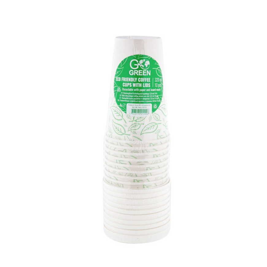 Ökoloogilised kohvitopsid kaantega Go Green 320 ml, 10 tk | 0,12 kg