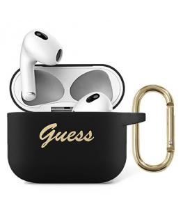 Guess GUA3SSSK AirPods 3 vāciņš melns | melns Silikona Vintage Scr