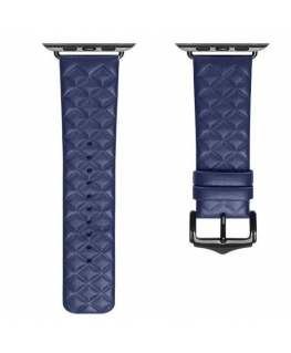 Ādas siksniņa Apple Watch 7, 6, 5, 4, 3, 2, SE pulksteņiem (45/44/42mm) rokassprādze, zila, īsta āda