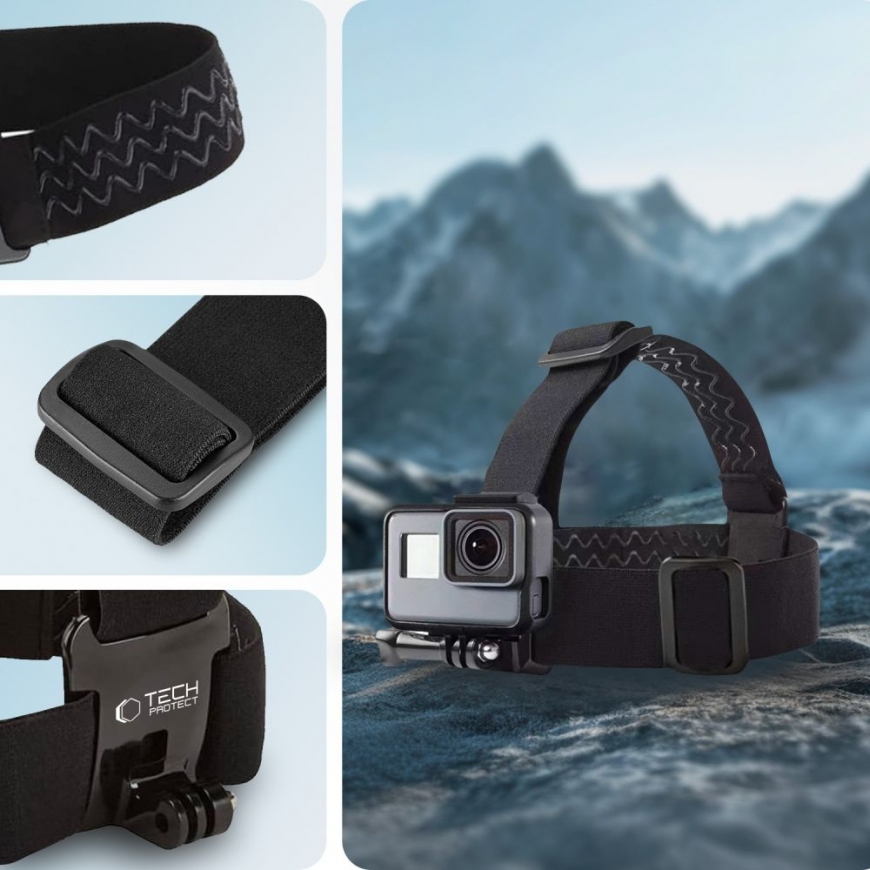 TECH-PROTECT GA100 galvas stiprinājums GoPro | DJI melns – 5