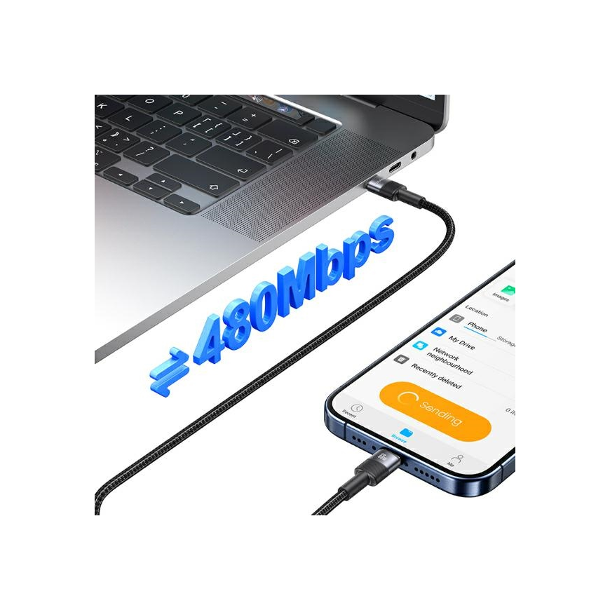 USAMS Kabel USB-C na USB-C Fast Charging stalowy|tarnish SJ724US – 4