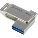 Goodram ODA3 USB-muisti 16 GB USB Type-A / USB Type-C 3.2 Gen 1 (3.1 Gen 1) Hopea Goodram ODA3 USB-muisti 16 GB USB Type-A / USB Type-C 3.2 Gen 1 (3.1 Gen 1) Hopea