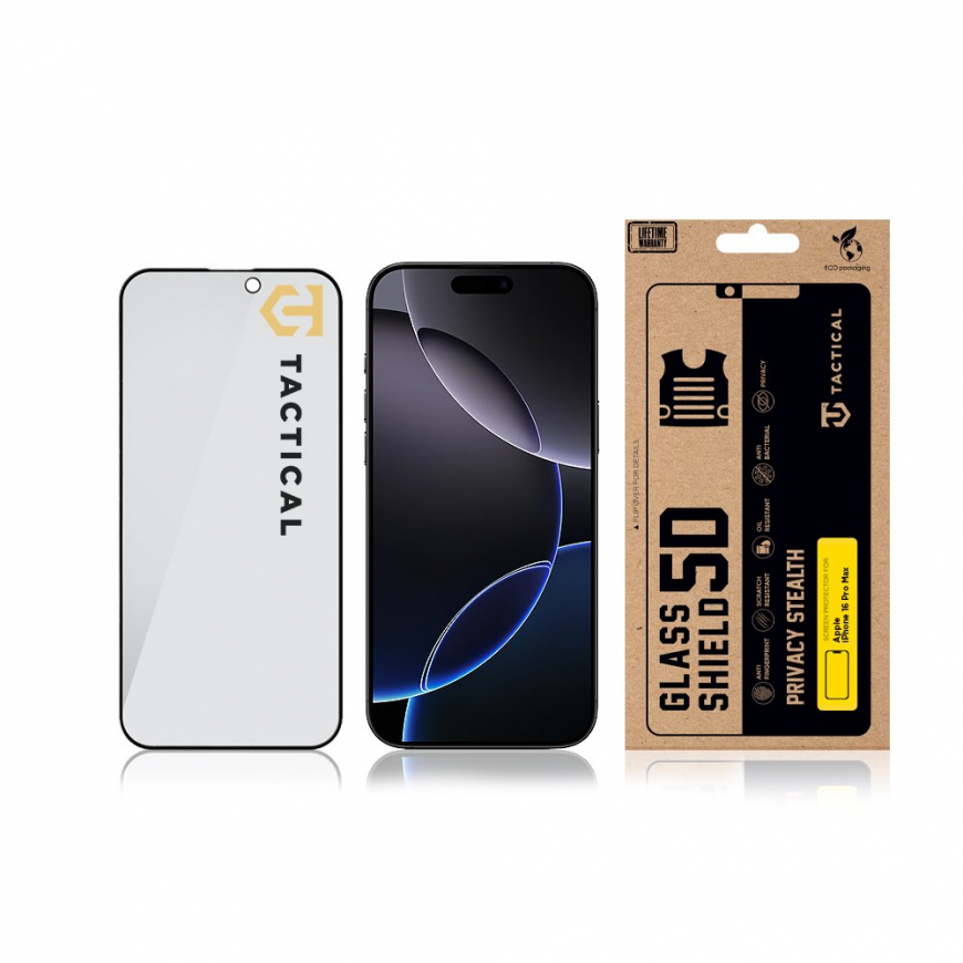 Tactical Glass Shield Privacy Stealth 5D for Apple iPhone 16 Pro – 2