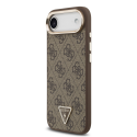 Guess PU Leather 4G Strass Triangle Logo Gold Frame MagSafe Case
