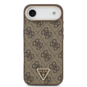 Guess PU Leather 4G Strass Triangle Logo Gold Frame MagSafe Case