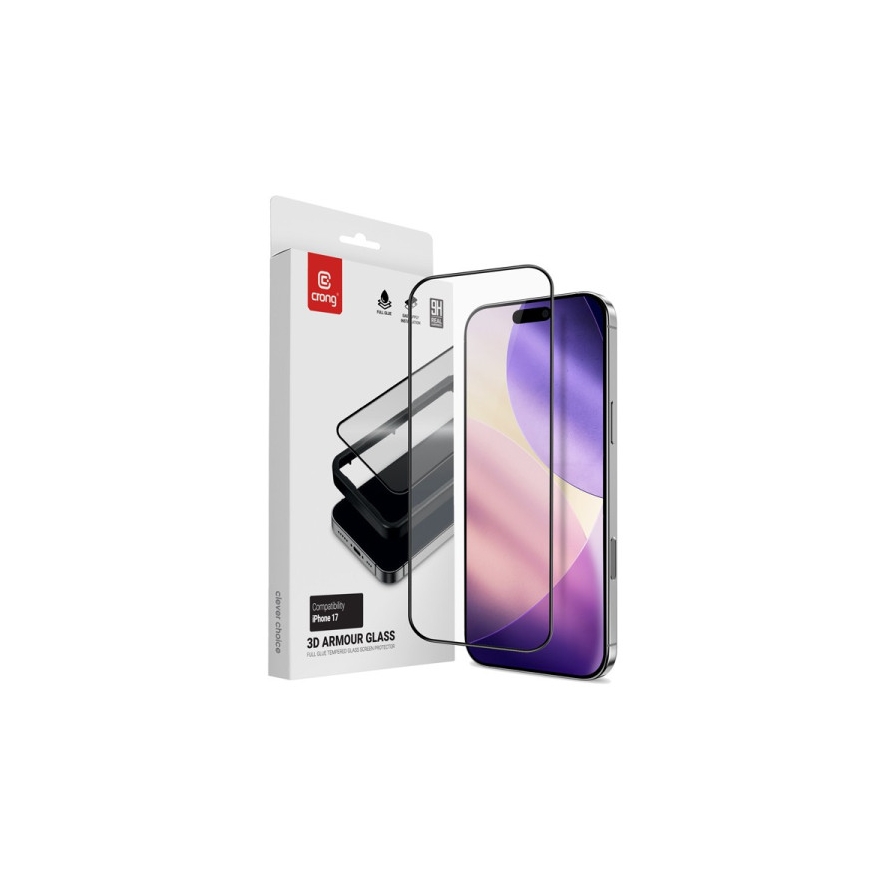 Grūdintas stiklas „iPhone 17“ + montavimo rėmelis