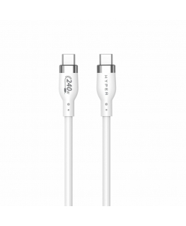 HYPER HyperJuice 240W Silicone USB-C to USB-C Cable (3ft/1m) - White