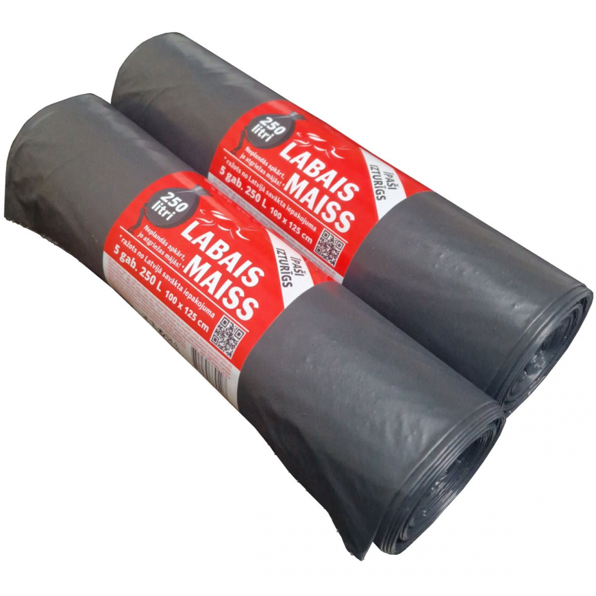 Ypač stiprūs 250L 5gb 60mkr atliekų maišai (20)