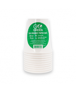 Glāzes ekoloģiskās Go Green 250ml 10 gab. baltas