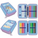 "Bluey Bingo" pencil case filled with pencils, 2 compartments "Bluey Bingo" pencil case filled with pencils, 2 compartments