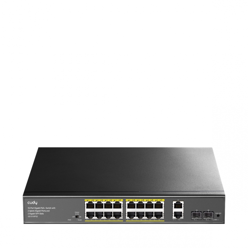 Cudy GS1018PS2 network switch Unmanaged Gigabit Ethernet (10/100/1000) Power over Ethernet (PoE) Bla