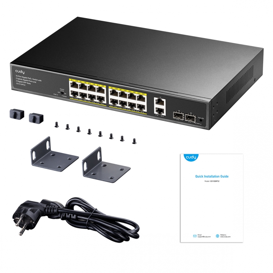 Cudy GS1018PS2 network switch Unmanaged Gigabit Ethernet (10/100/1000) Power over Ethernet (PoE) Bla – 4