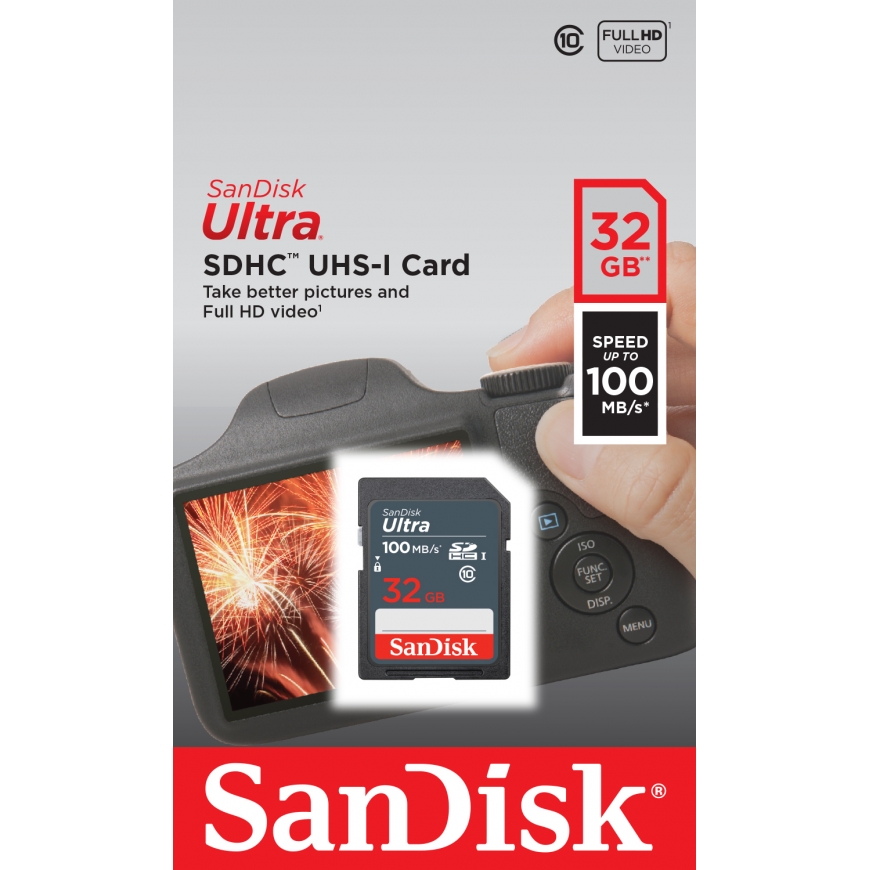 SanDisk Ultra 32GB SDHC Mem Card 100MB/s UHS-I Luokka 10 – 3