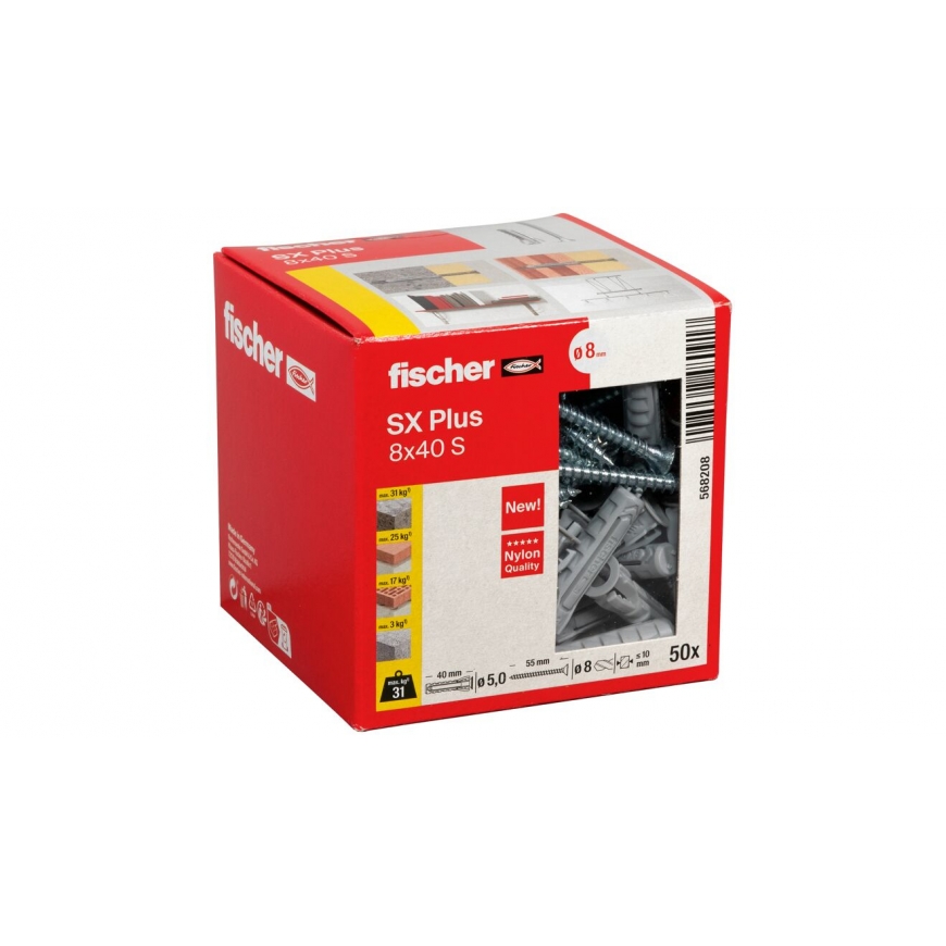 Fischer 568208 Sraigtinis inkaras ir (arba) sieninis kaištis 50 vnt Sraigtinių ir sieninių kištukų r – 2