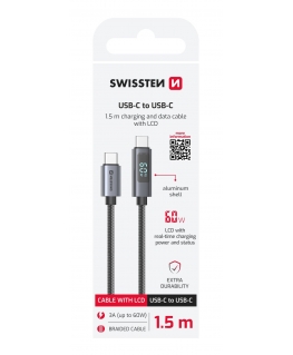 Swissten LCD кабель USB-C / USB-C 1.5м