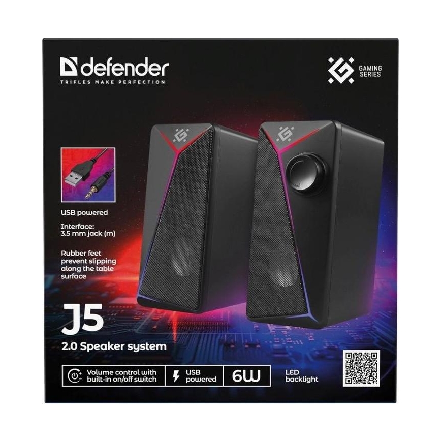 DEFENDER J5 2.0 PC Speakers 6W LED USB Black