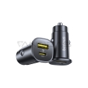Baseus GoTrip 30W 12-24V Car Charger with USB-A + USB-C QC PD, Black Baseus GoTrip 30W 12-24V Car Charger with USB-A + USB-C QC PD, Black