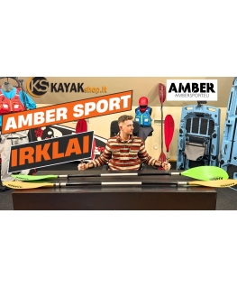Paddle for AMBER K-1 Kayak, 225 cm, 0 degrees, Asymmetric, Fixed Shaft, PP/Dural, Red