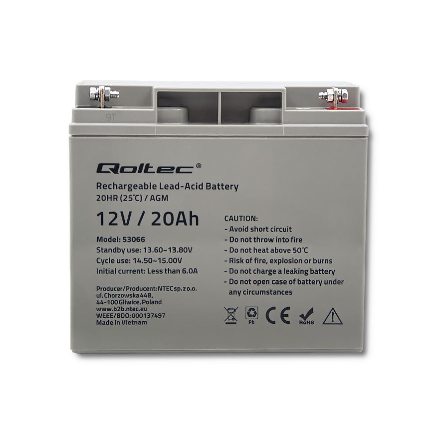 Qoltec 53066 UPS-aku Suletud pliiaku (VRLA) 12 V 20 Ah – 3
