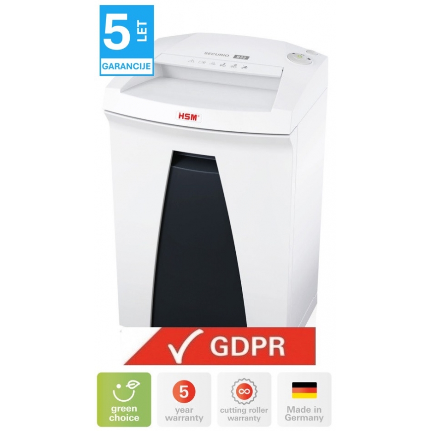 HSM dokumentų smulkintuvas Securio B22 (pjovimas: ilgai 0,78 x 11 mm | įvedimas: 240 mm | DIN: P-6, F-3 | popierius, segtukai, p – 2