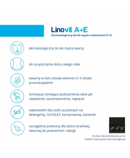 Linovit A+E дерматологический гель для умывания с витаминами A и E, 250 мл