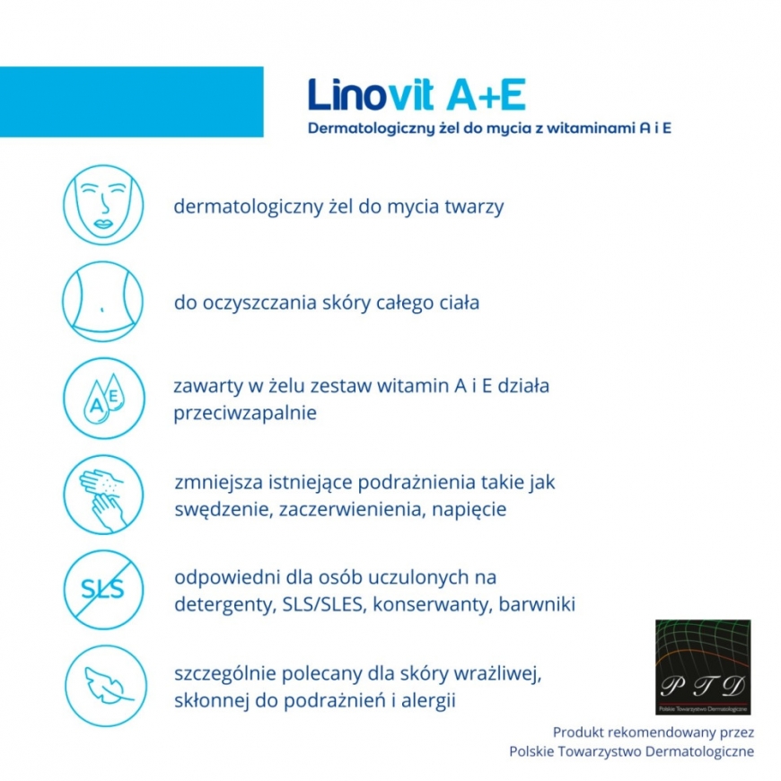 Linovit A+E Dermatological Washing Gel with Vitamins A and E 250ml