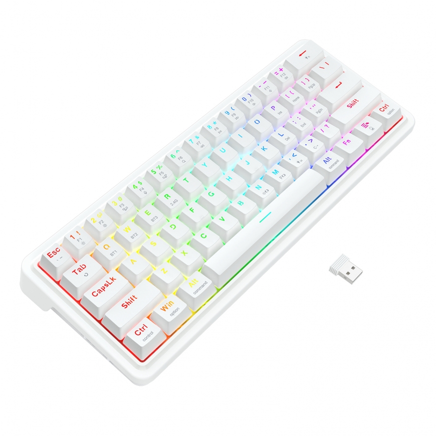 REDRAGON K730W-RGB-PRO Draconic V2 клавиатура USB + RF Wireless + Bluetooth Белый
